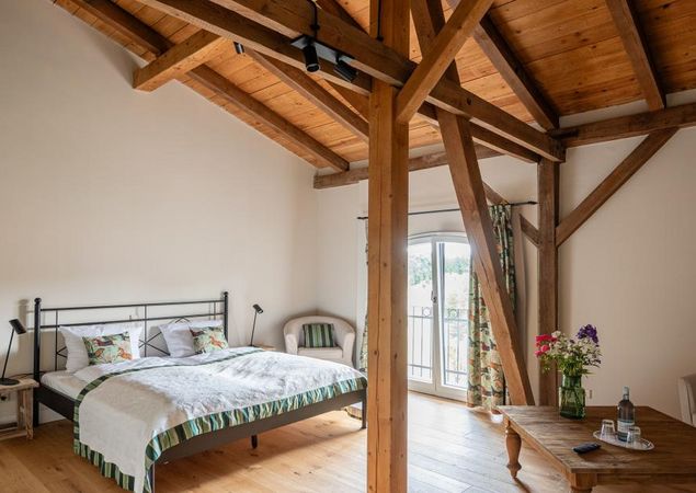 Storchenhof Blumenow - Doppelzimmer Bredereiche Schlafzimmer, Foto: Bryan Reinhard, Lizenz: Storchenhof Blumenow GbR